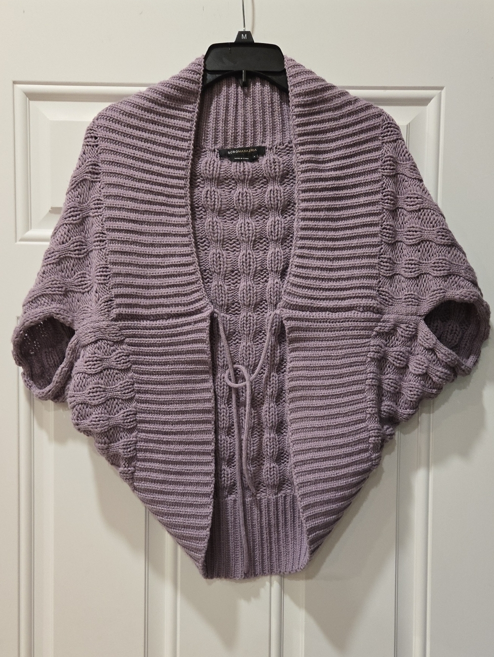 BCBGMaxAzria Lavender Cable-Knit Shawl Cardigan